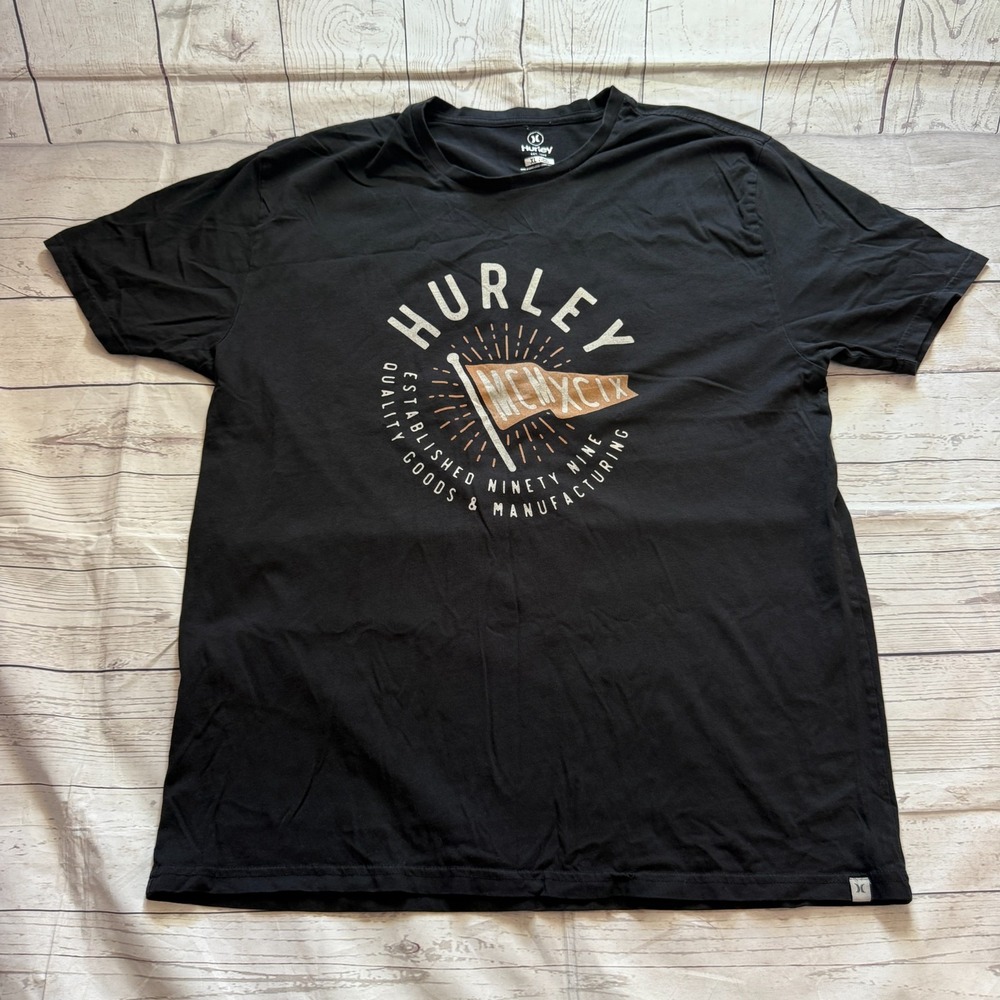 Hurley T-Shirt Short Sleeve Graphic Print Black Men's Size XL